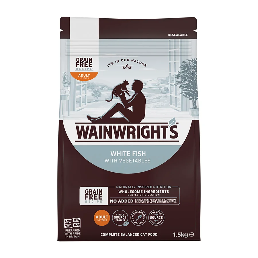Fine Crafted Wainwright x27 s Grain Adult Cat Dry Food Whitefish with Veg 1.5kg Crafted