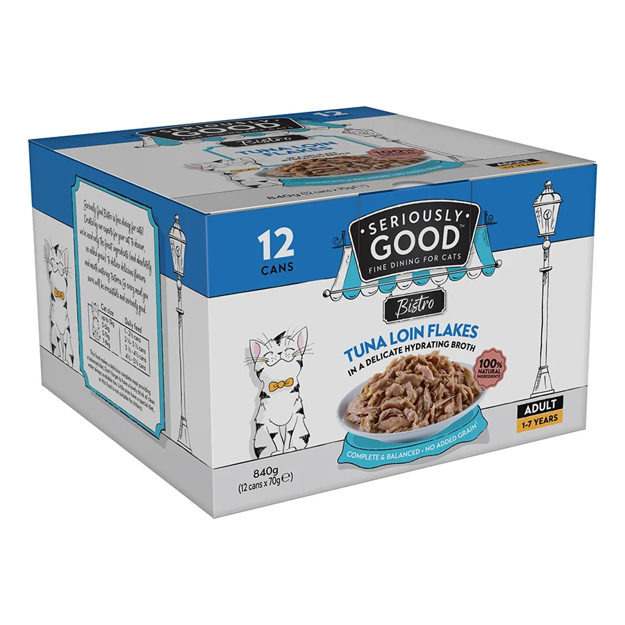 Fine Seriously Good Wet Adult Cat Food Tuna Loin Flakes 12x70g Trendy