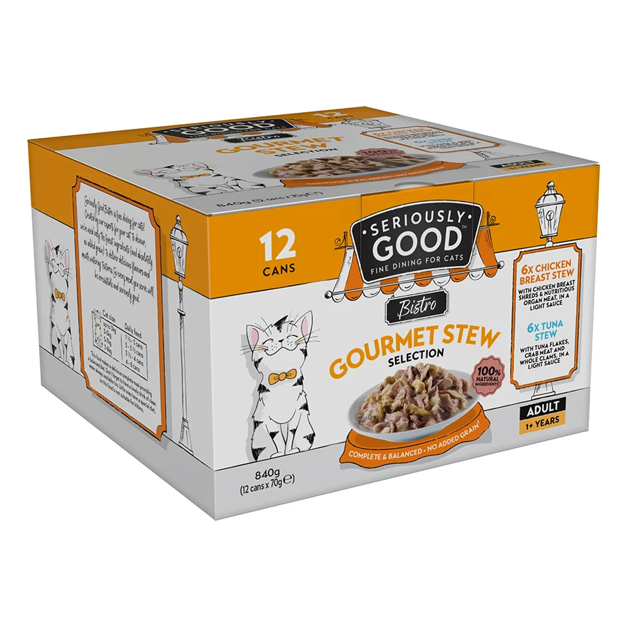 Green Seriously Good Gourmet Stew Wet Adult Cat Food 12x70g High-Quality