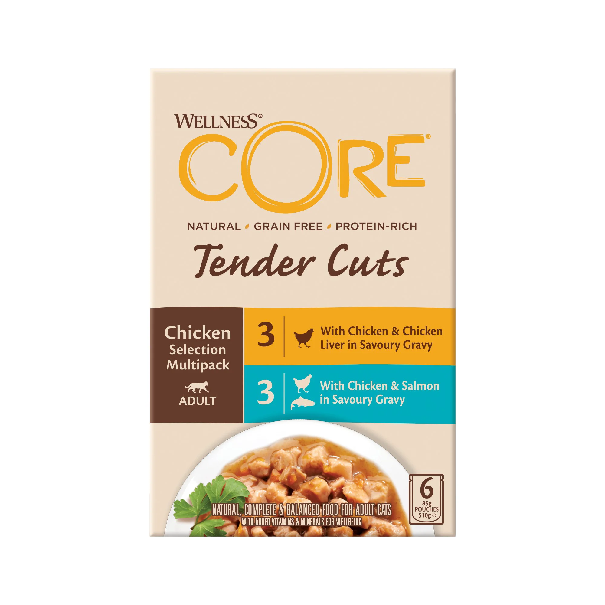 Top-Quality Wellness Core Tender Cuts Adult Cat Food Chicken 6x85g Dependable