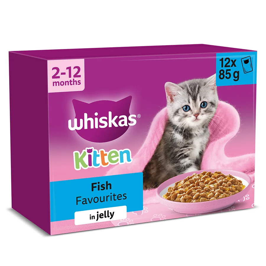 Smooth Whiskas Kitten Wet Cat Food Fish In Jelly 12x85g Organic