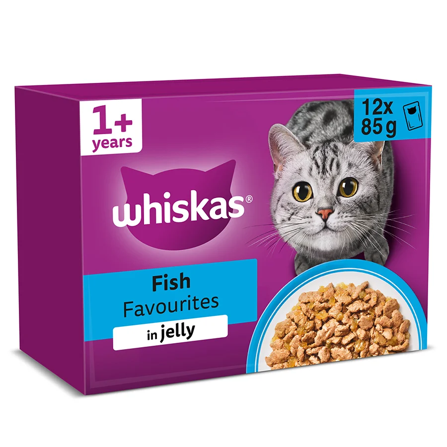 High-Performance Whiskas 1 Adult Wet Cat Food Fish in Jelly 12x85g High-Quality