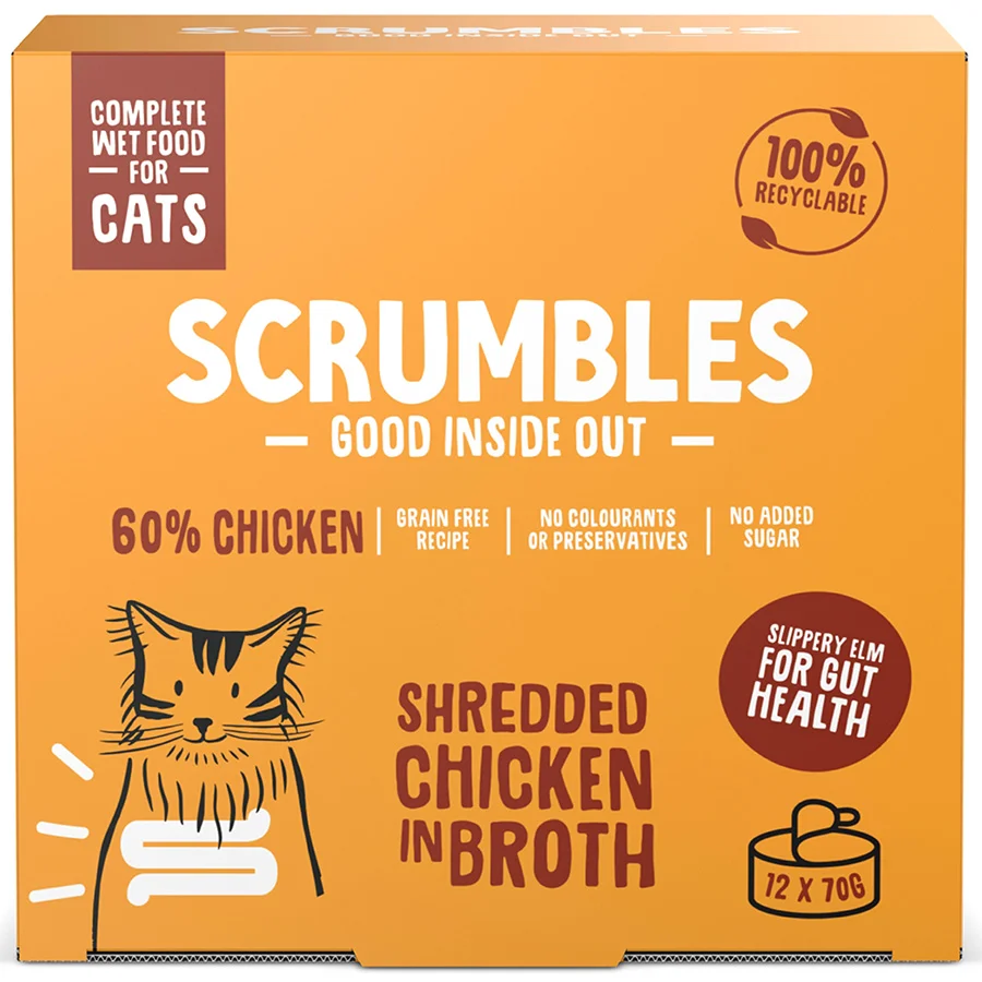 High-Performance Scrumbles Complete Wet Cat Food Chicken Broth 12x70g Smooth