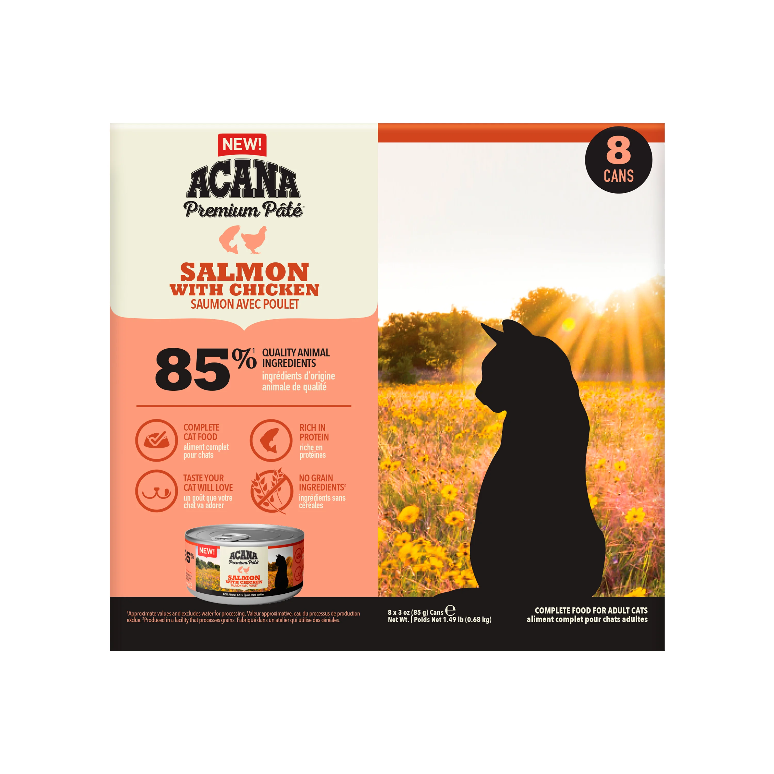 Breathable ACANA Premium Pate Adult Wet Cat Food Salmon Chicken x8 Next-Generation