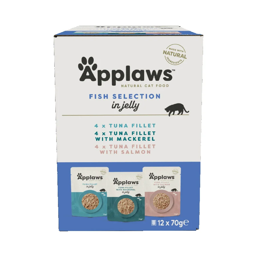 Modern Applaws Natural Wet Adult Cat Food Fish Selection in Jelly 12x70g Pouches Certified