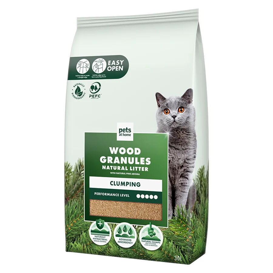 Relaxed Pets at Home Pine Aroma Wood Granules Clumping Cat Litter 30L Next-Generation