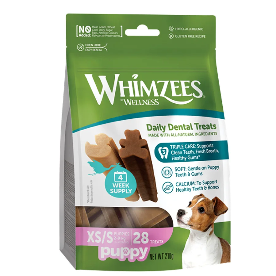 Expertly Made Whimzees Natural Daily Dental Puppy Treats X Small Small 28 Pack Easy-to-Use
