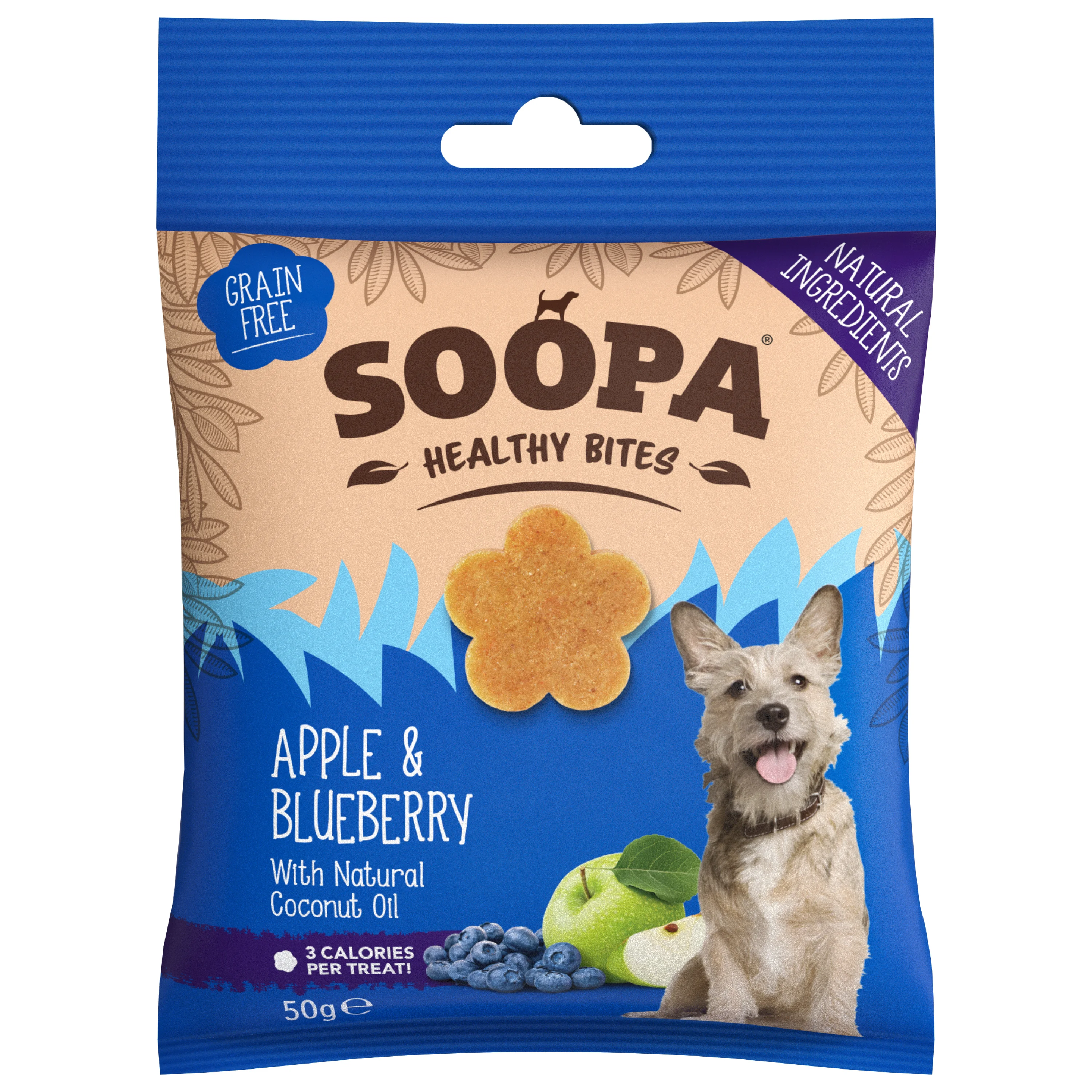 Original Soopa Healthy Bites Dog Treats Apple Blueberry 50g Functional