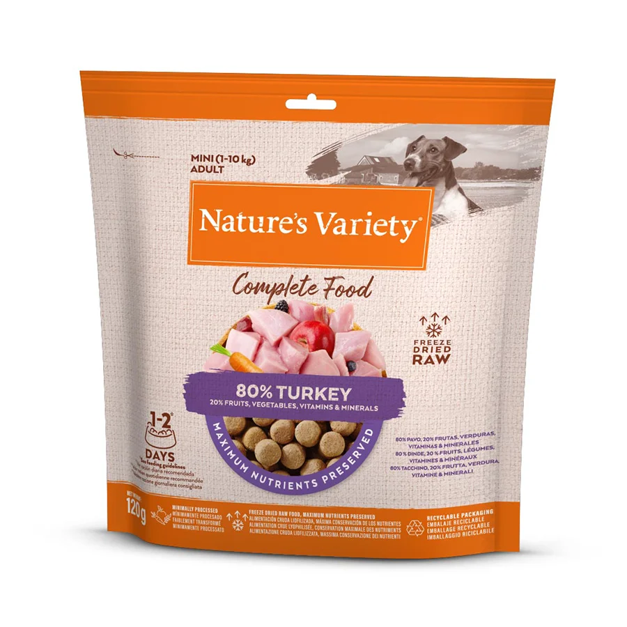 Fine Crafted Natures Variety Mini Complete ze Dried Adult Dog Food Turkey 120g Reliable