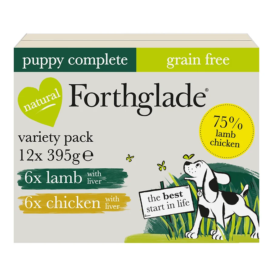 Premium Forthglade Grain Complete Wet Puppy Food Lamb Chicken 12x395g Easy-to-Use
