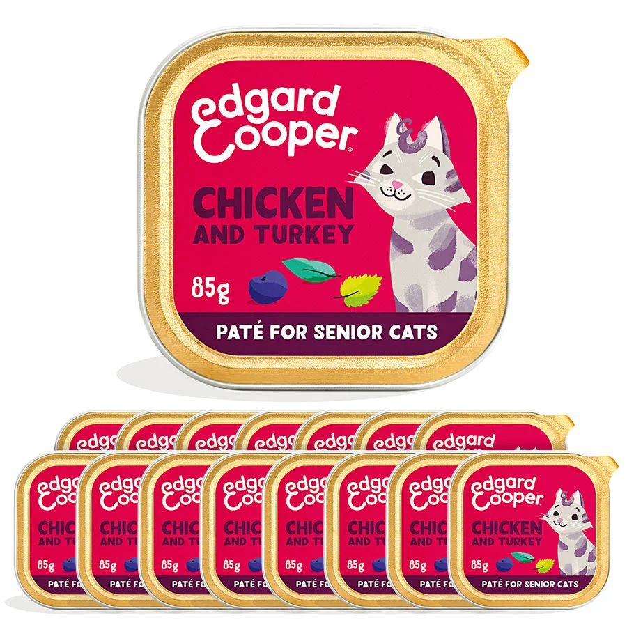 Comfortable Edgard Cooper Grain Senior Cat Wet Food Pate Chicken Turkey 16x85g Trendy