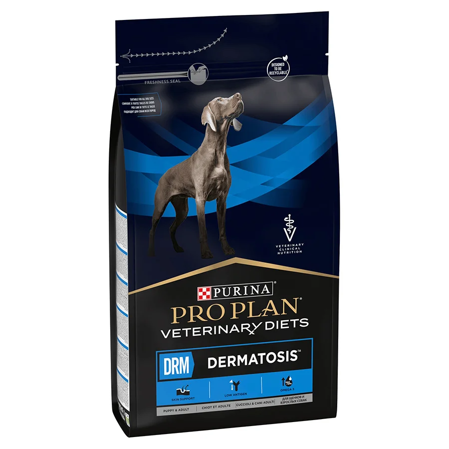Efficient Pro Plan Vet Diet DRM Dermatosis Adult Dry Dog Food 3kg Dependable