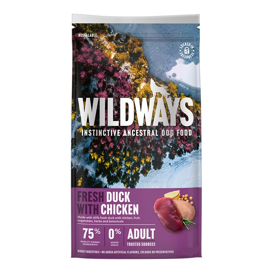 World-Class Wildways Dry Adult Dog Food Fresh Duck with Chicken Vegetables Superior