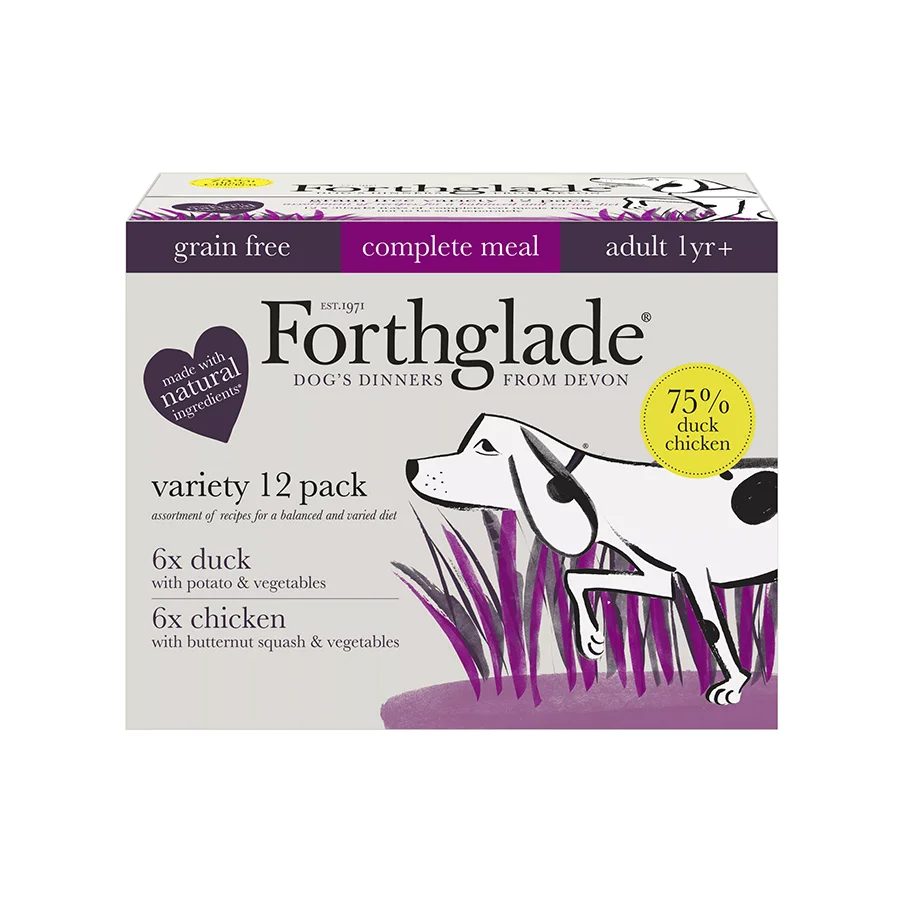 Original Design Forthglade Complete Duo Variety Wet Adult Dog Food Duck Chicken 12x395g Elite