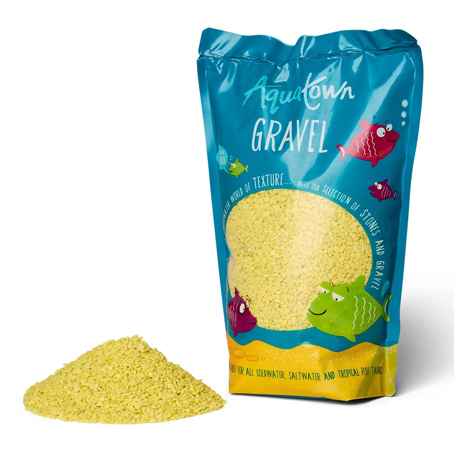 Smooth Aqua Town Aquarium Gravel Neon Yellow 2kg Excellent