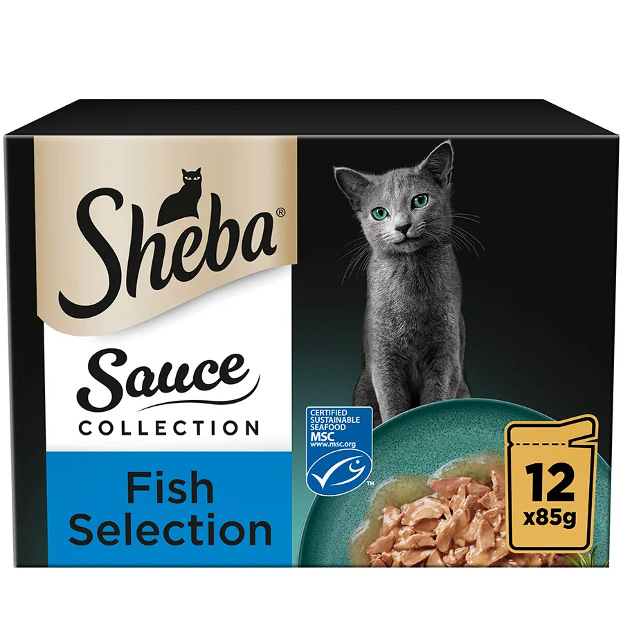 Elegant Sheba Sauce Collection Wet Adult Cat Food Fish Selection 12x85g Pouches Official