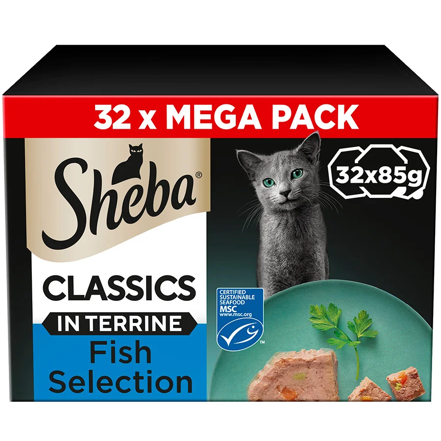 High-Quality Sheba Classics Wet Adult Cat Food Ocean Selection 32x85g Sophisticated