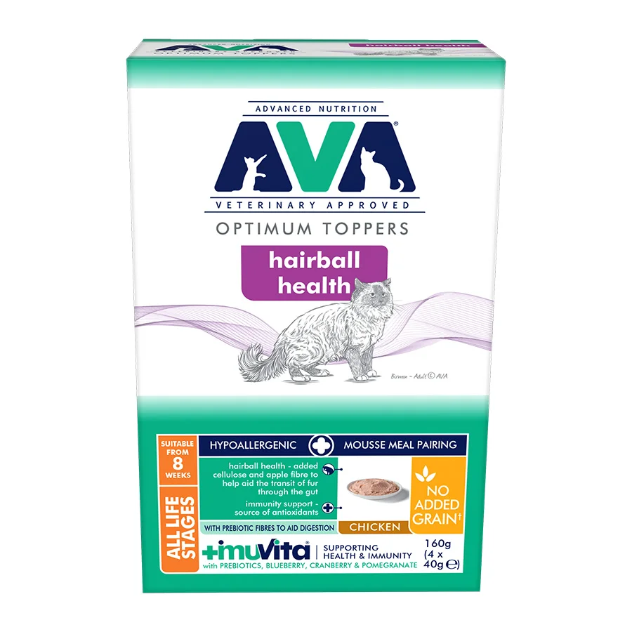 Green AVA Hairball Mousse Meal Pairing Cat Food Topper 4 x 40g Superior