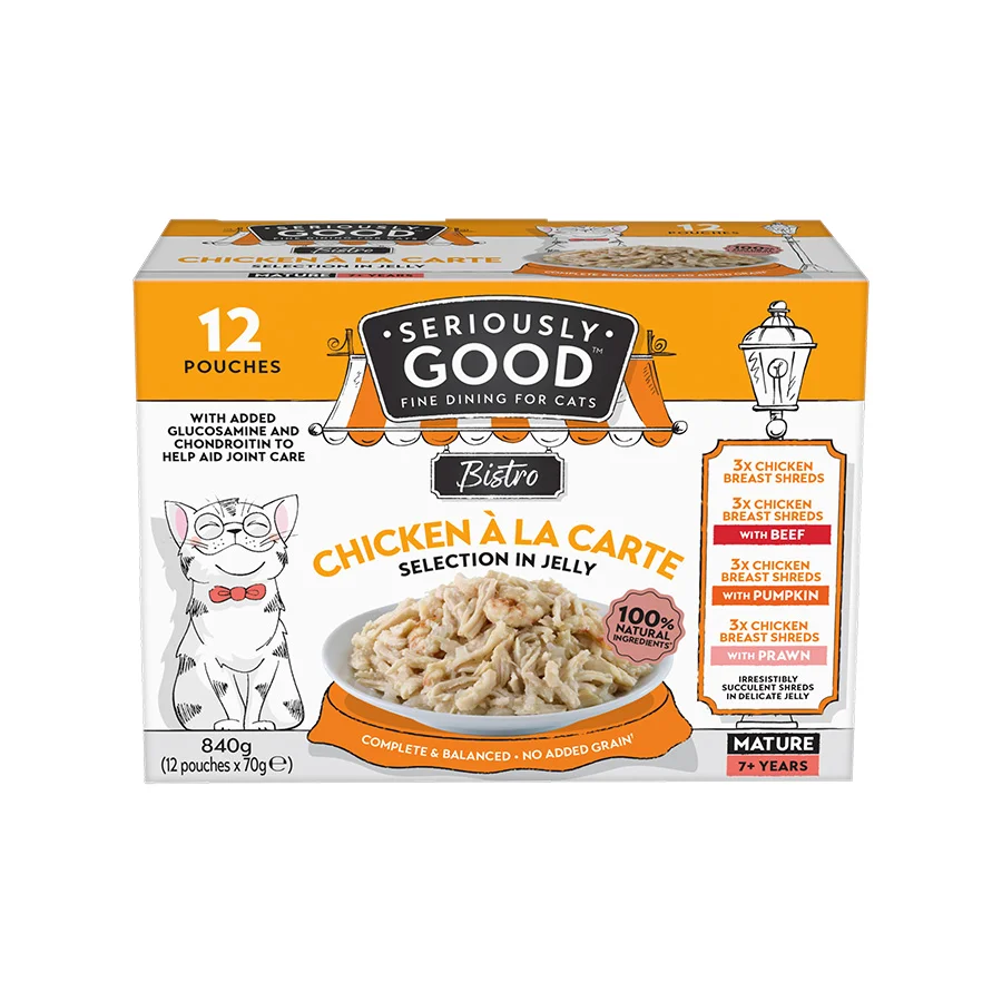 Exclusive Seriously Good A La Carte Selection Wet Mature Cat Food Chicken in Jelly 12 x 70g Advanced