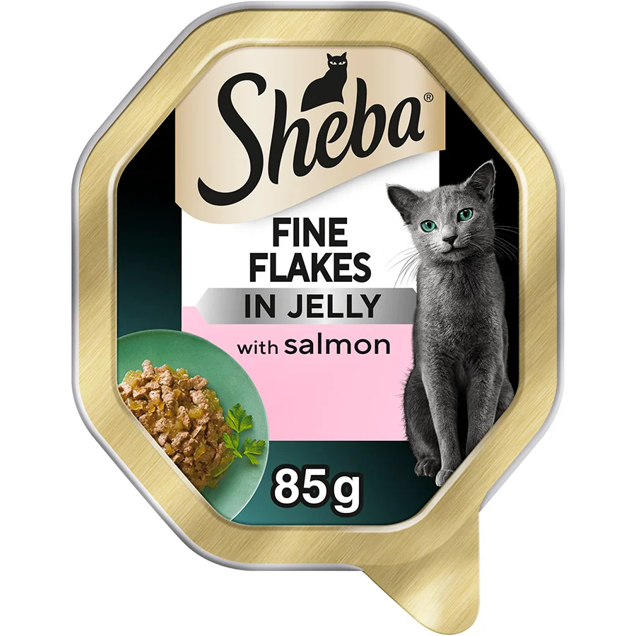 Reliable Sheba Fine Flakes Wet Adult Cat Food with Salmon Jelly 85g Tray Stylish