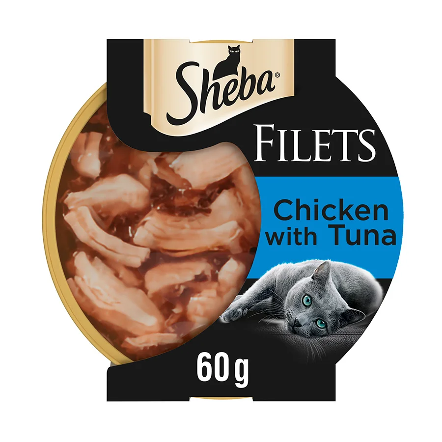 Organic Sheba Fillets Wet Adult Cat Food with Chicken and Tuna in Gravy 60g Tray High-Performance