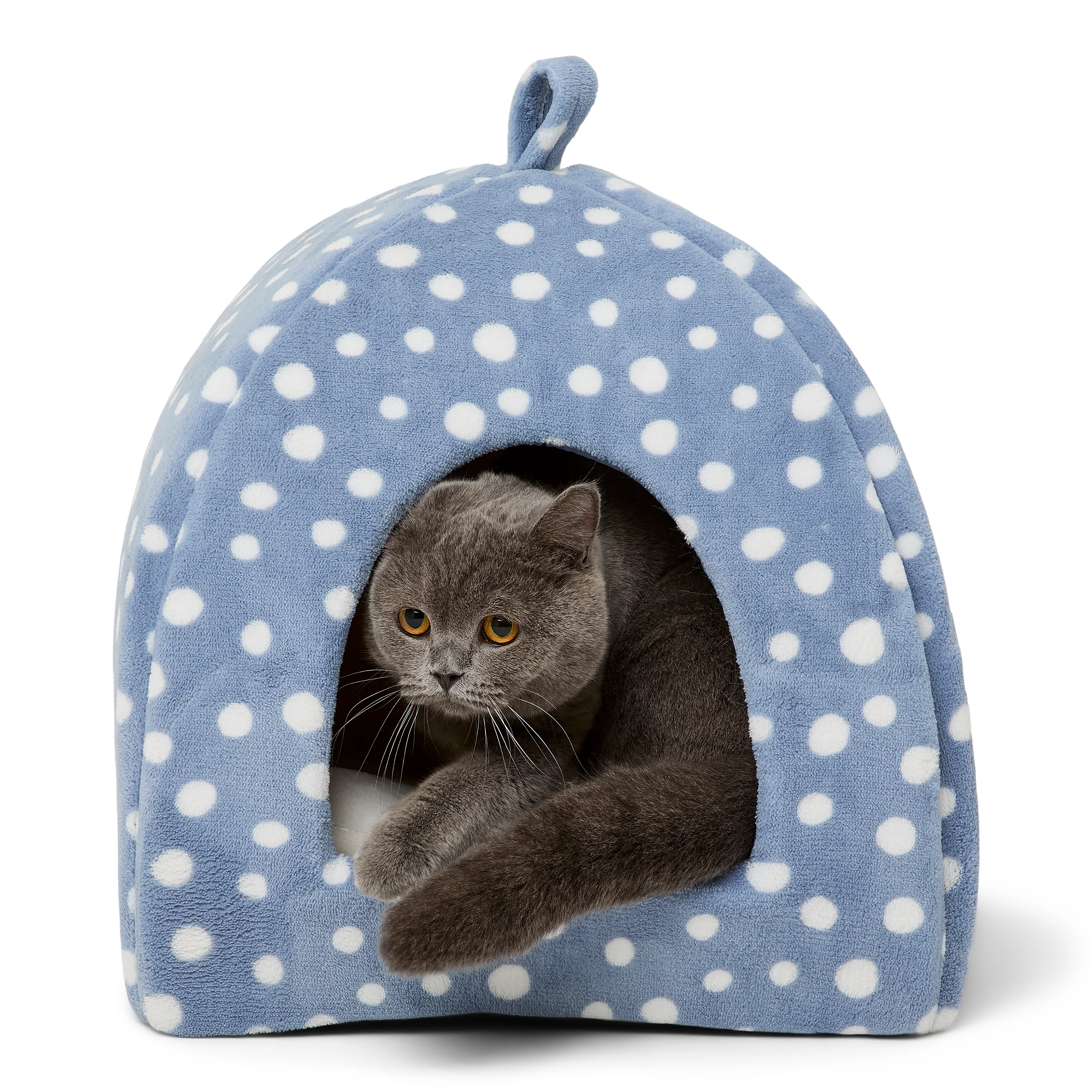 High-Performance Pets at Home Spotty Igloo Cat Bed Blue Flexible