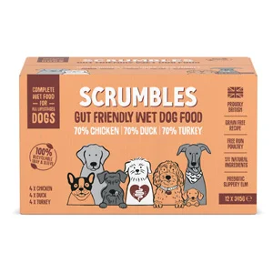 Functional Scrumbles Complete Grain Natural Wet Dog Food Meat Selection 12 x 395g Comfortable