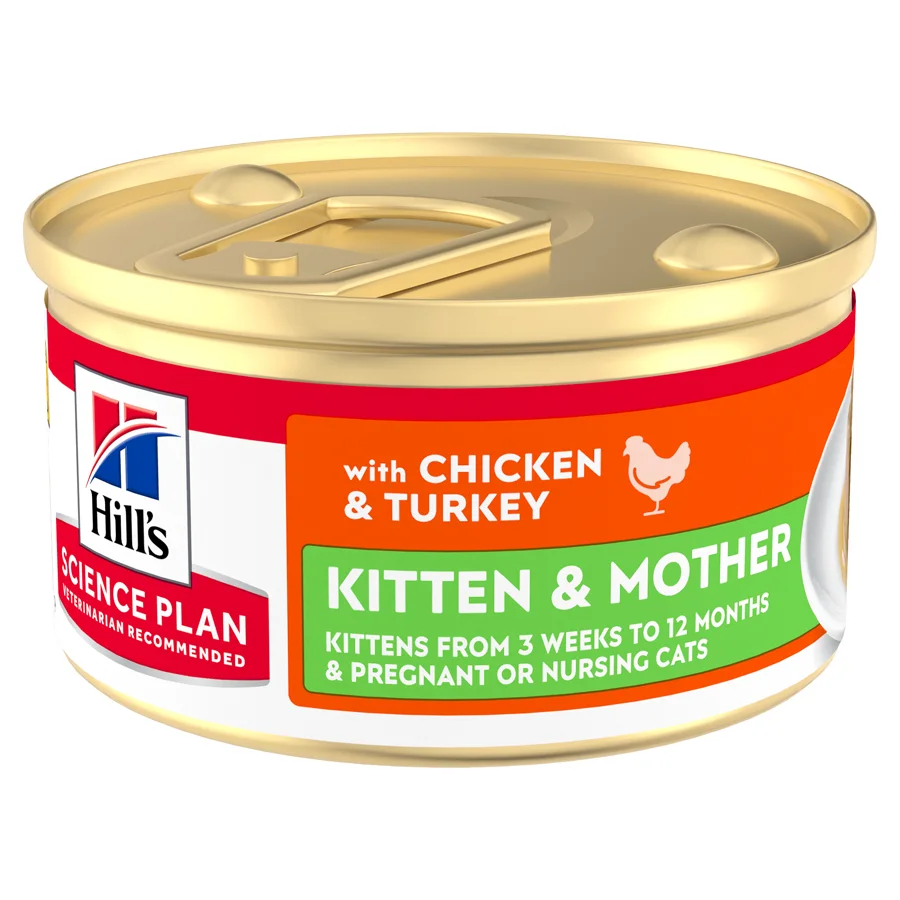 Prestigious Hill x27 s Science Plan Kitten Mother Cat Food Tender Mousse Chicken Turkey 85g Enhanced