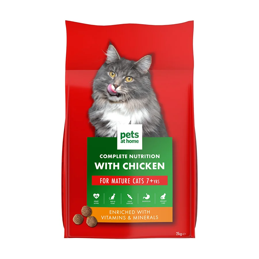 Trusted Pets at Home Complete Nutrition Dry Mature Cat Food with Chicken 2kg Organic