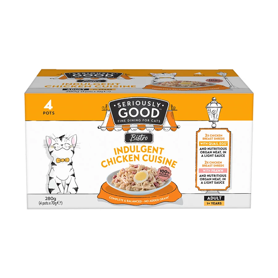 Top-Quality Seriously Good Wet Adult Cat Food Indulgent Chicken Cuisine 4 x 70g Carefully Designed