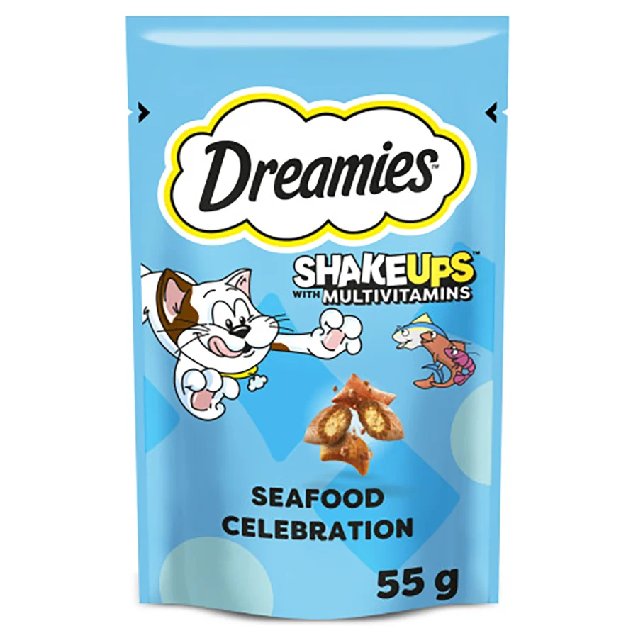 Trendy Dreamies Shakeups Multivitamin Seafood Celebration Cat and Kitten Treats 55g Exceptional
