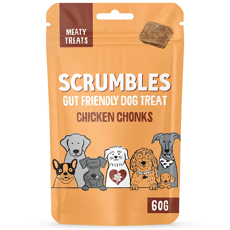 Optimized Scrumbles Meaty Reward Chicken Chonks Dog Treats 60g Functional
