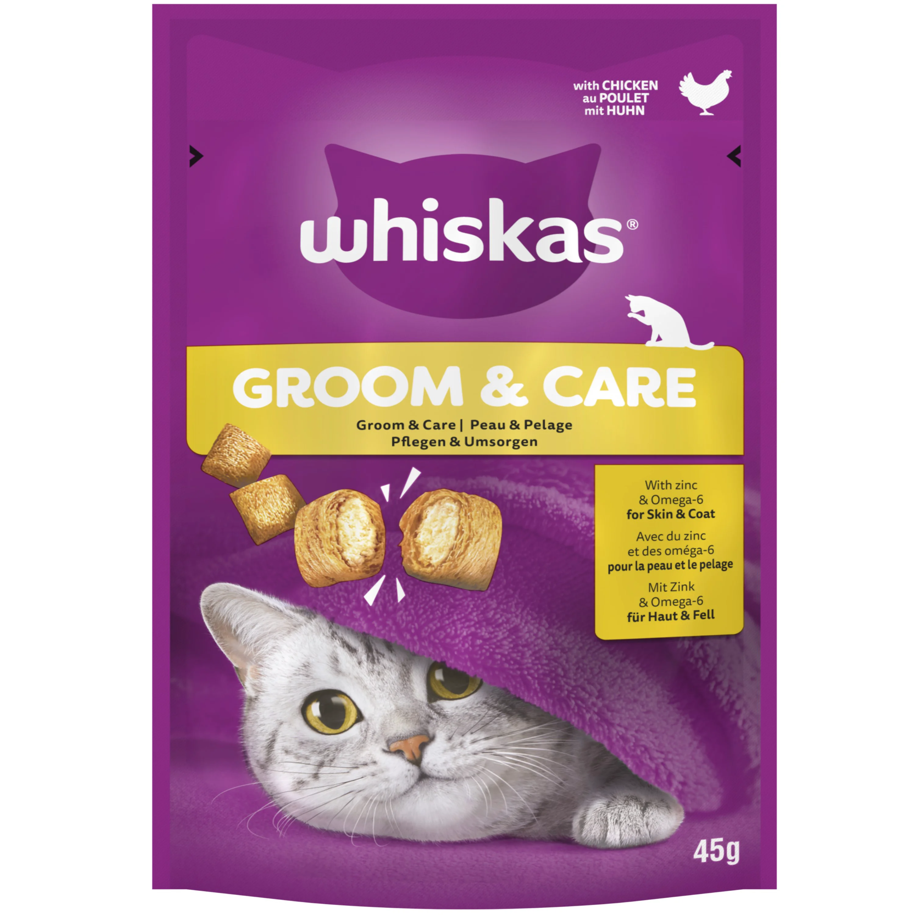 High-End Whiskas Groom Care Cat Treats 45g Flexible