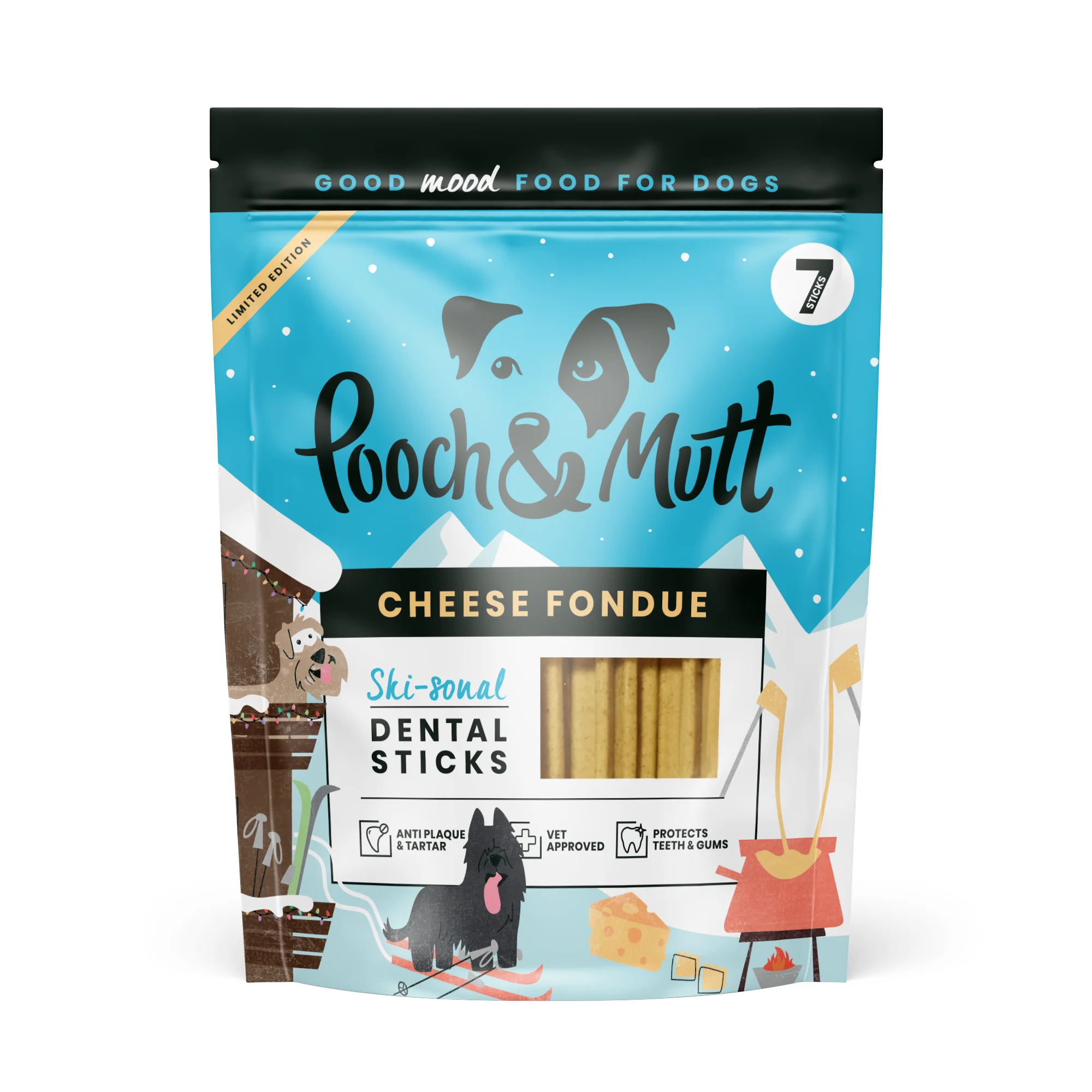 Breathable Pooch and Mutt Cheese Fondue Dog Dental Sticks Relaxed