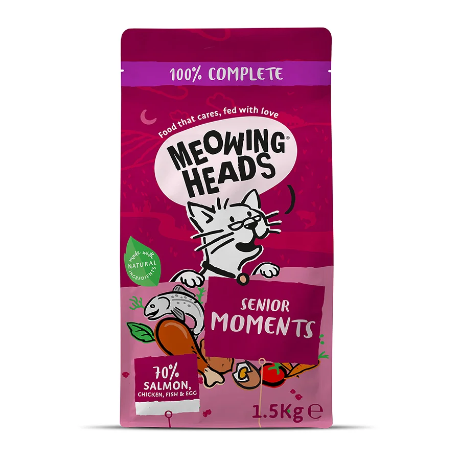 Consistent Meowing Heads Senior Moments Dry Senior Cat Food 1.5kg Secure