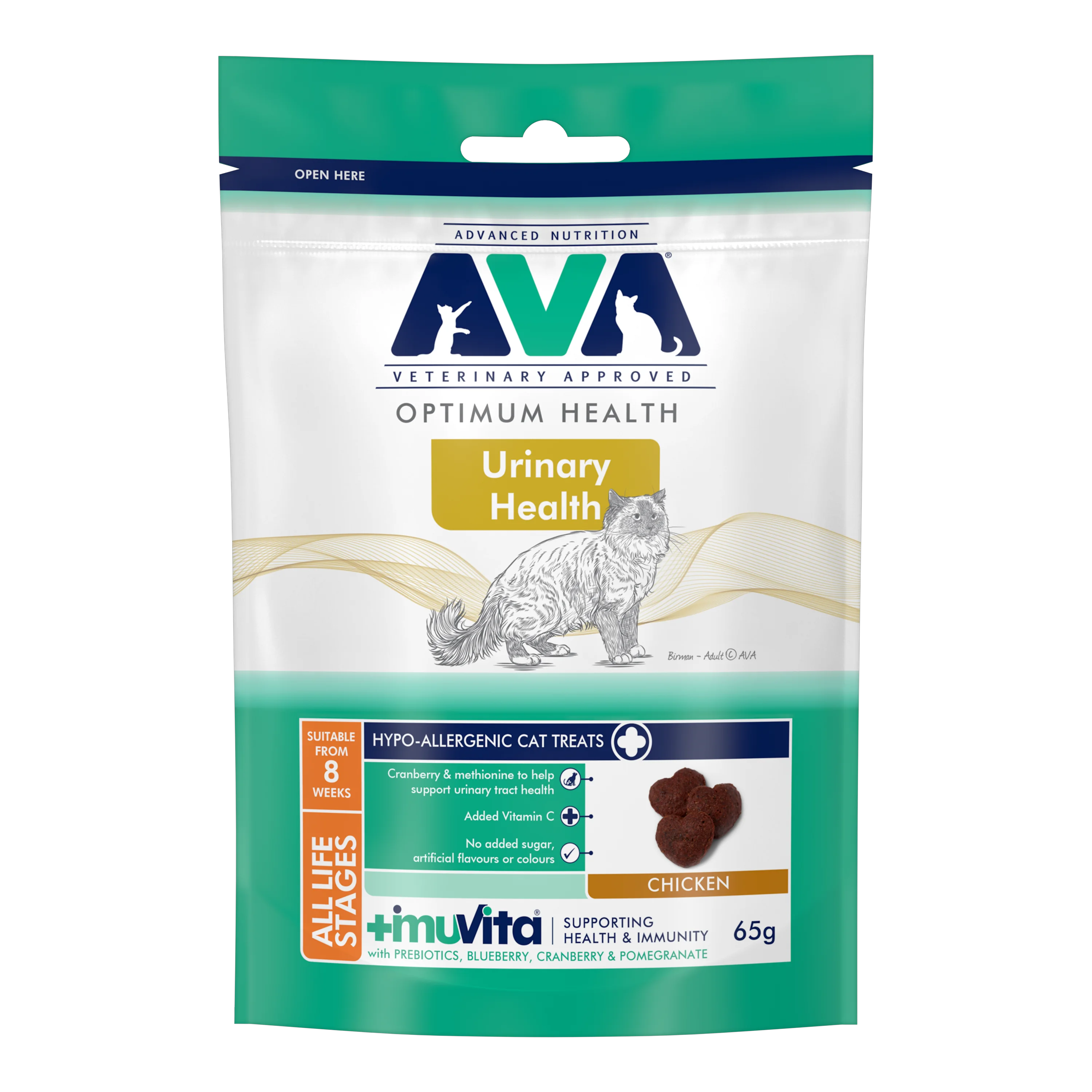Premium AVA Urinary Health Cat Treats with Chicken 65g Classic