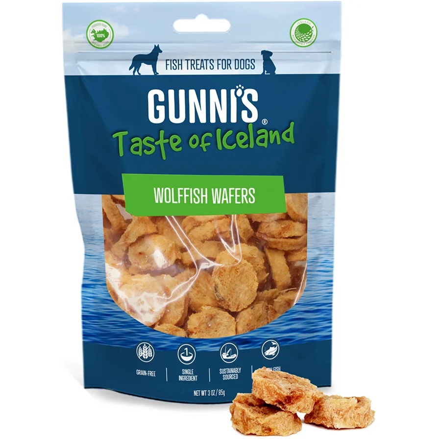 Official Gunni x27 s Wolffish Wafers Dog Treats 85g Superior