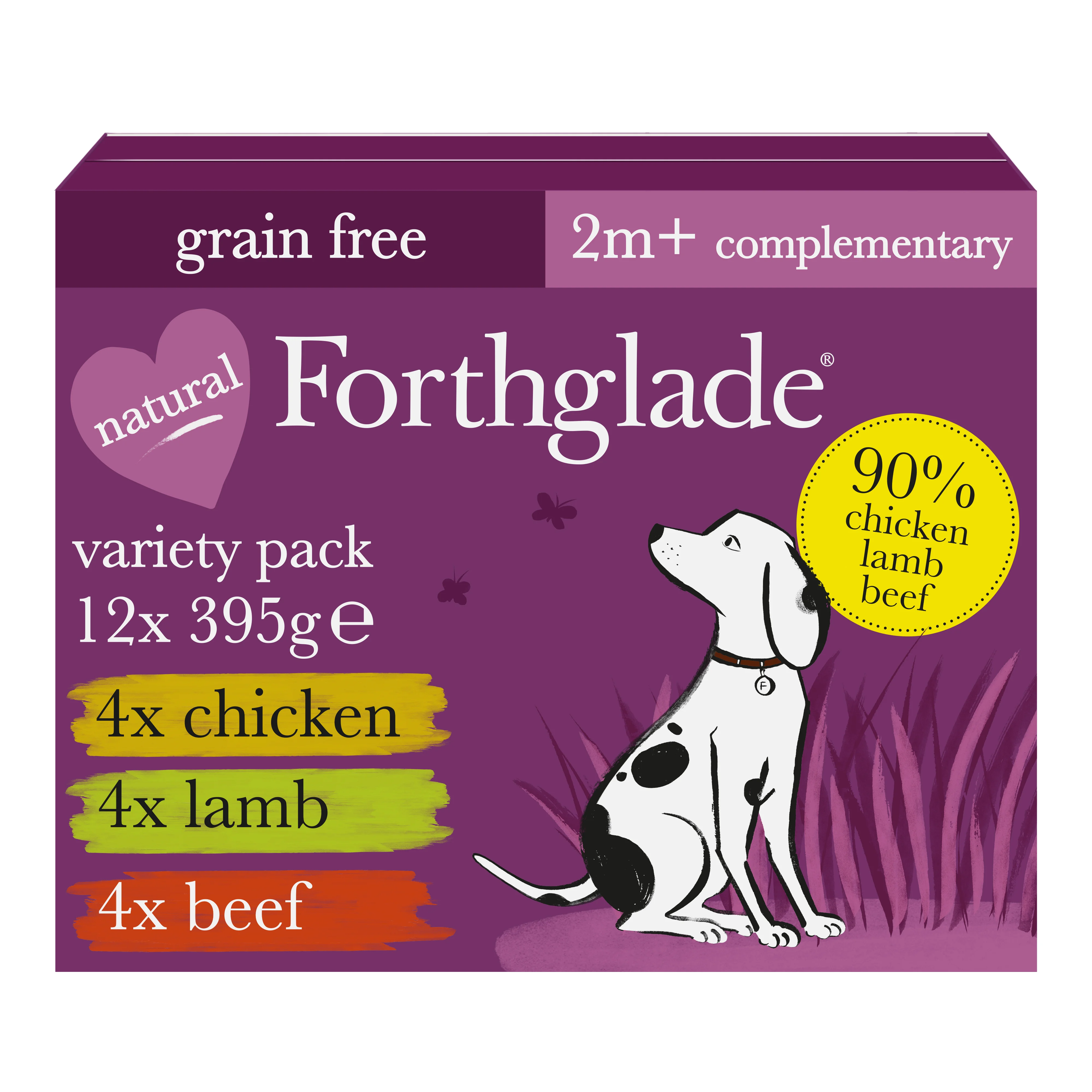 Recyclable Forthglade Natural Grain Adult Wet Dog Food Just Variety Pack 12x395g Excellent