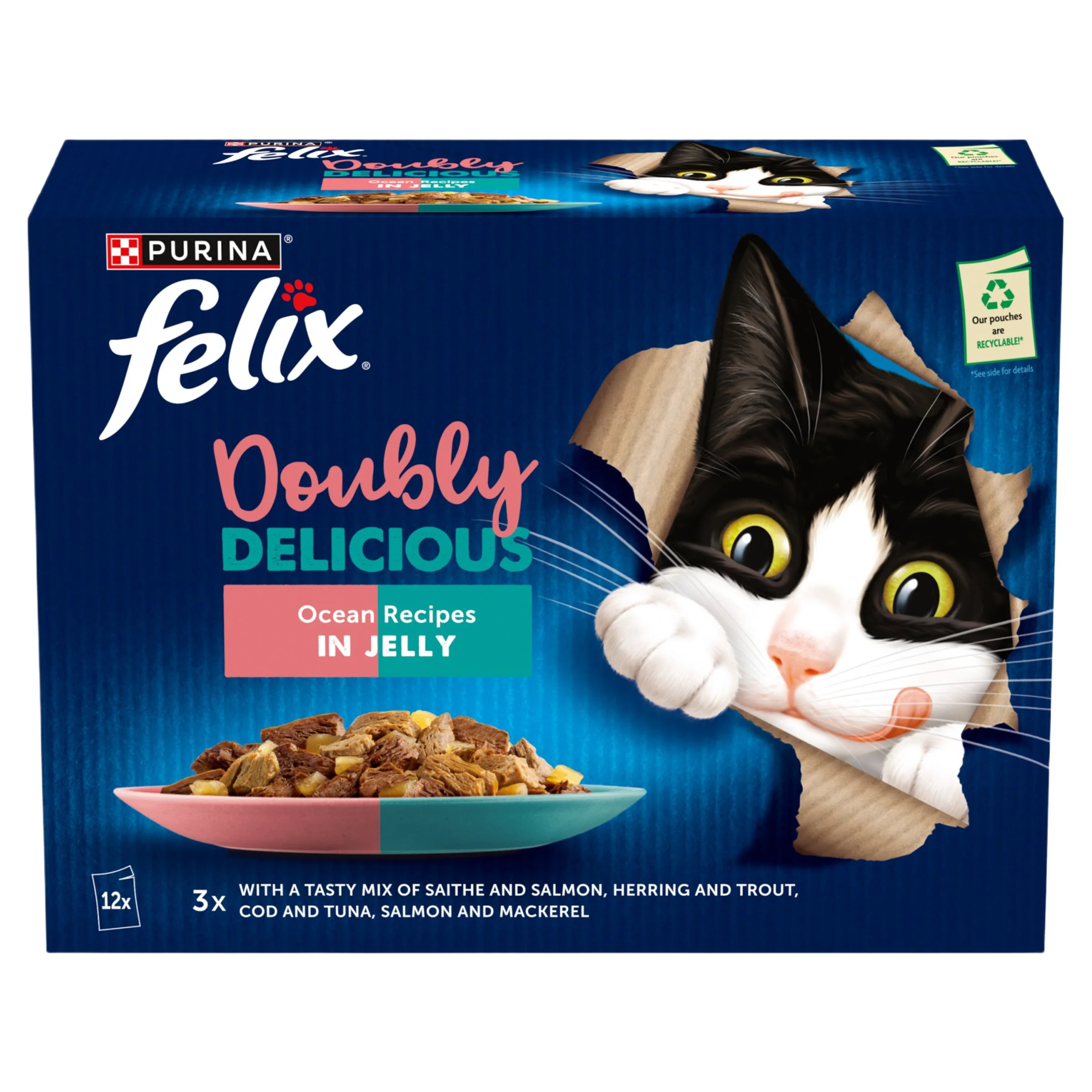 Solid Felix Doubly Delicious Adult Wet Cat Food Ocean Recipes In Jelly Minimalist