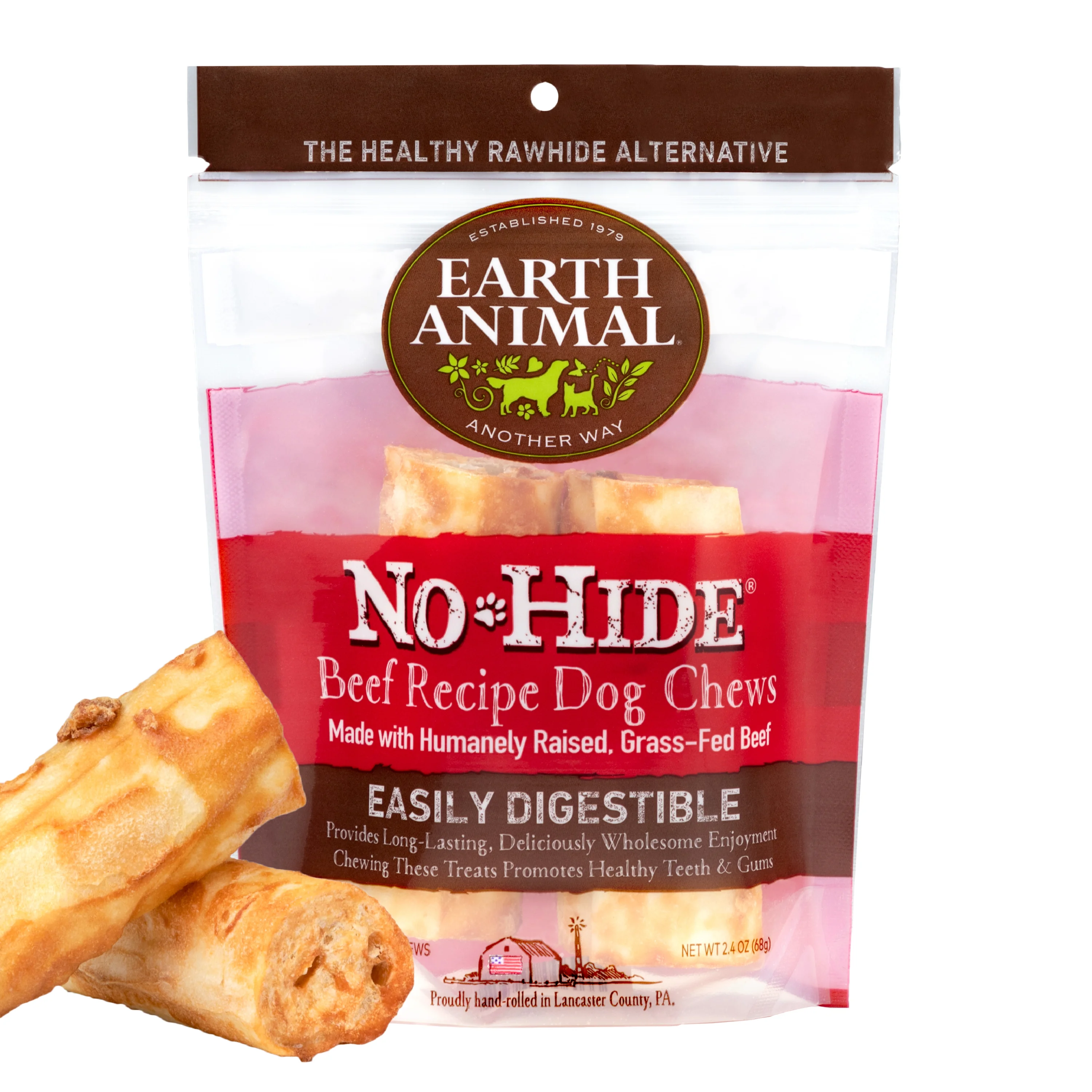 Easy-to-Use Earth Animal No-Hide Dog Treat Chews Beef Small x2 68g Long-Lasting