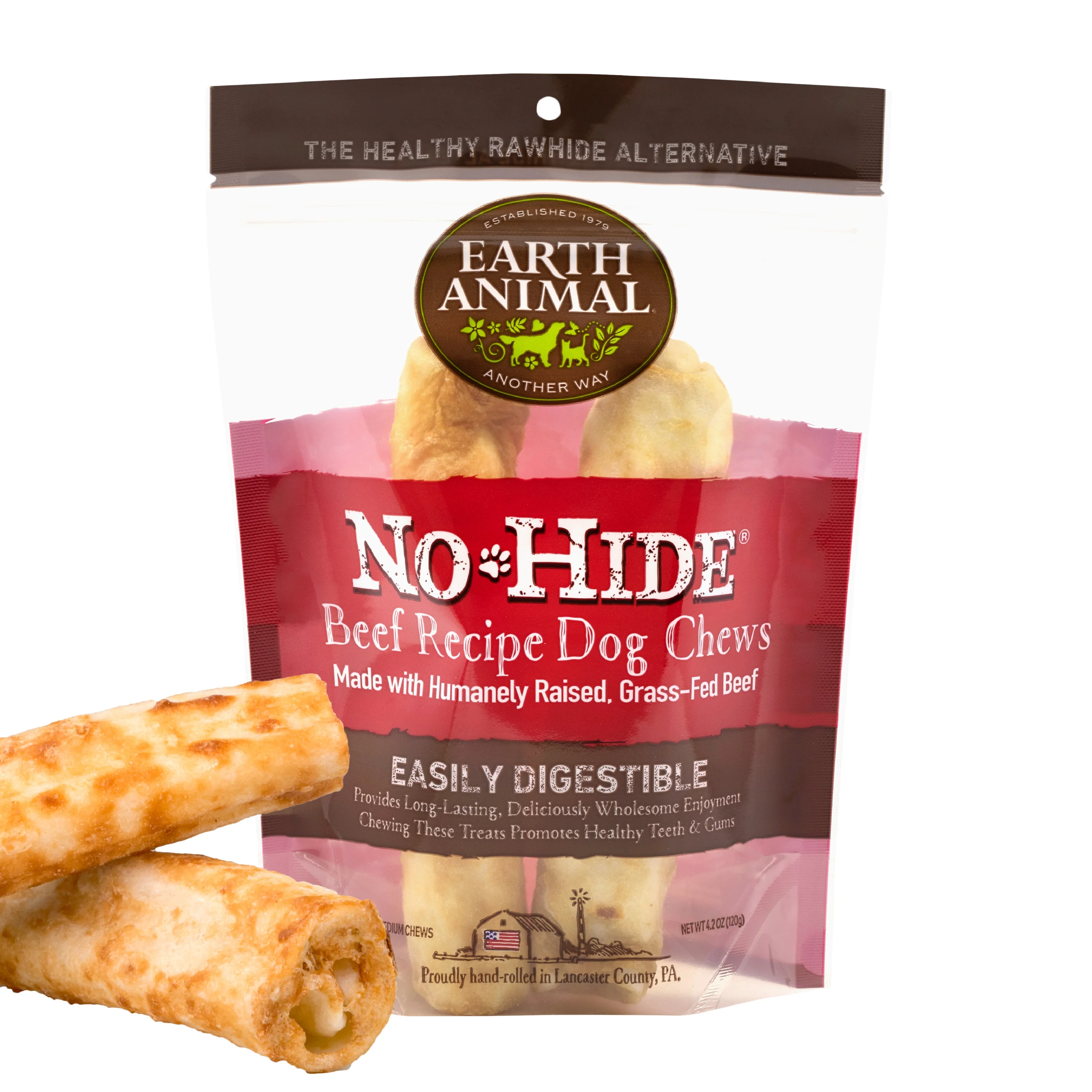 Genuine Earth Animal No-Hide Dog Treat Chews Beef Medium x2 120g Professional