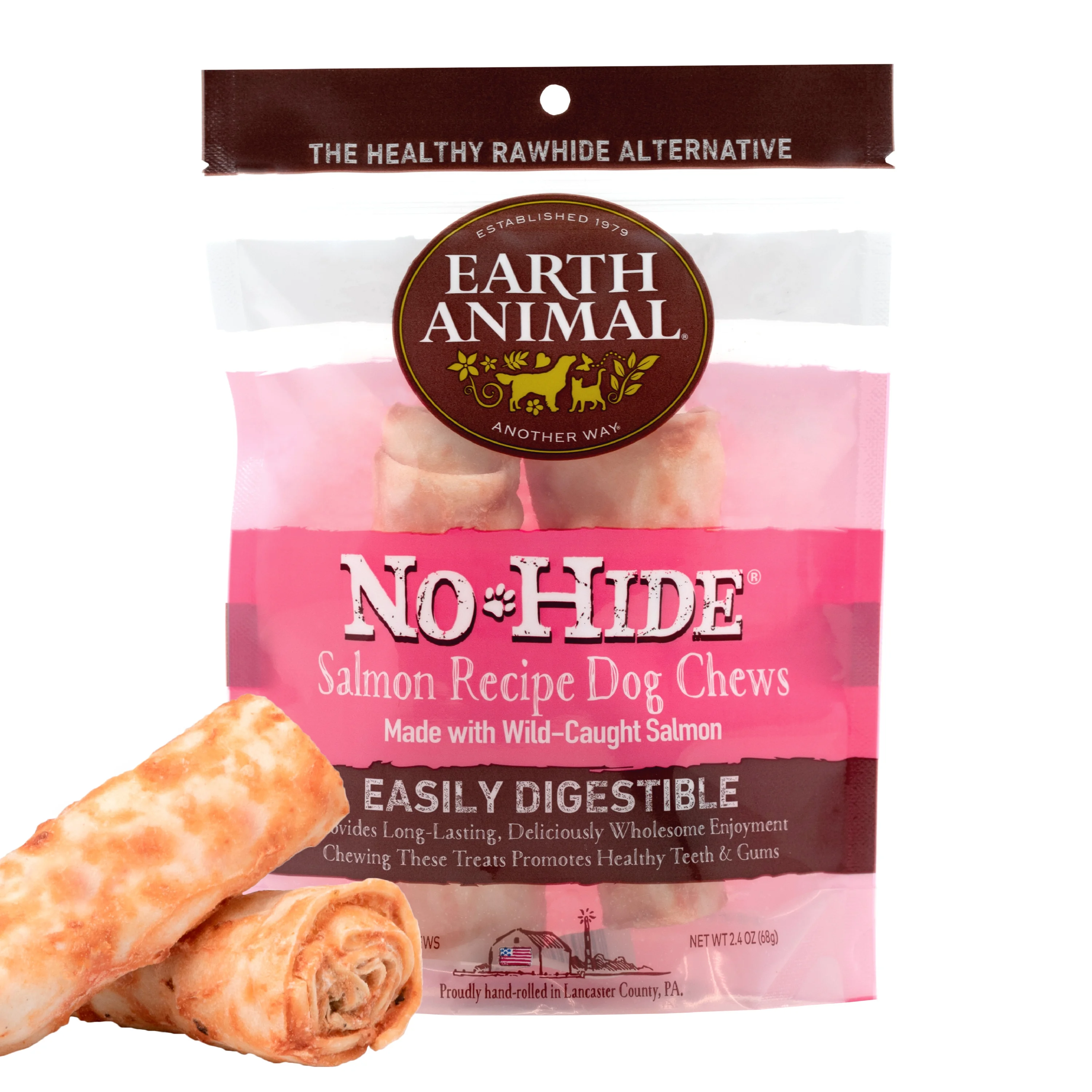Innovative Earth Animal No-Hide Dog Treat Chews Salmon Small x2 68g Convenient