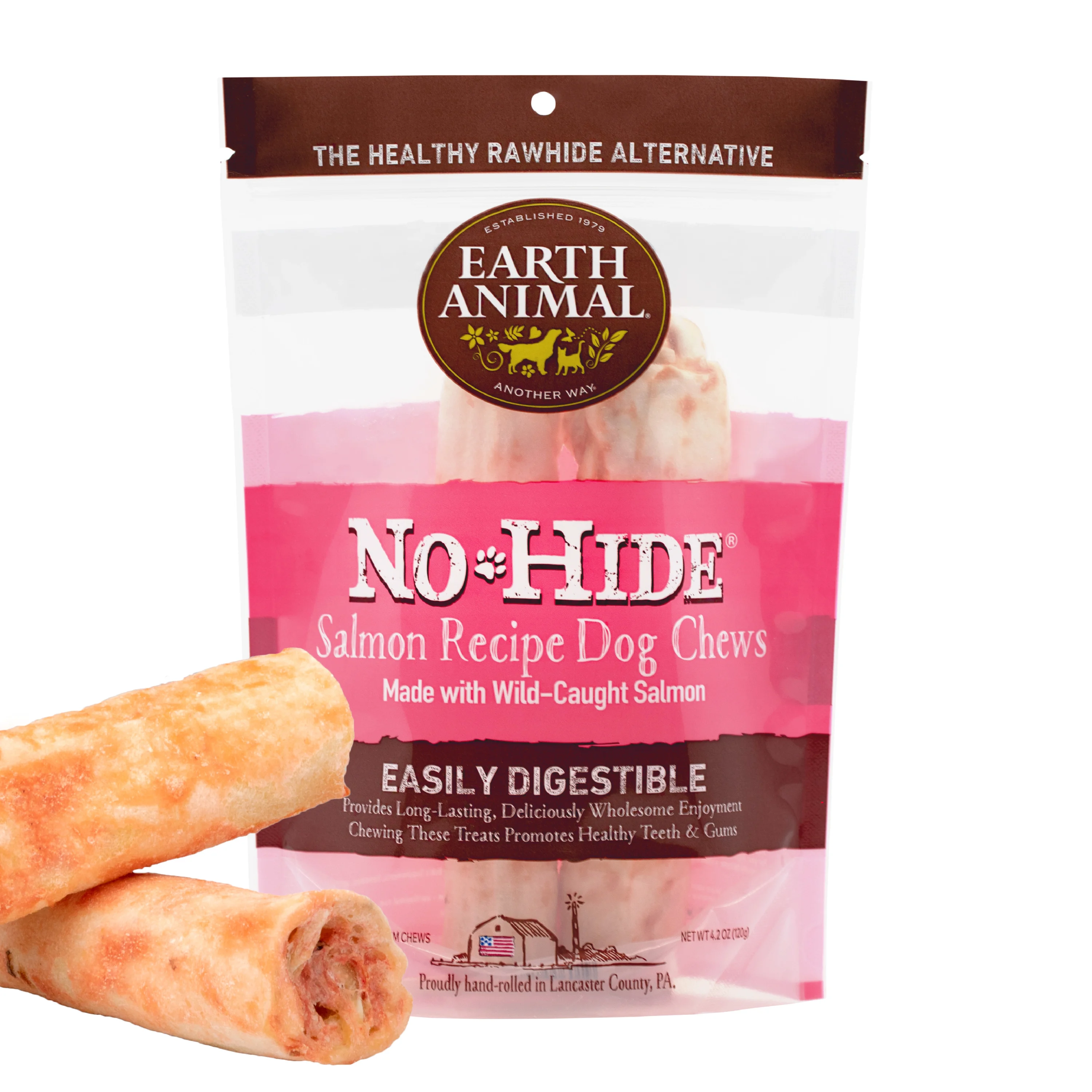 Modern Earth Animal No-Hide Dog Treat Chews Salmon Medium x2 120g Certified