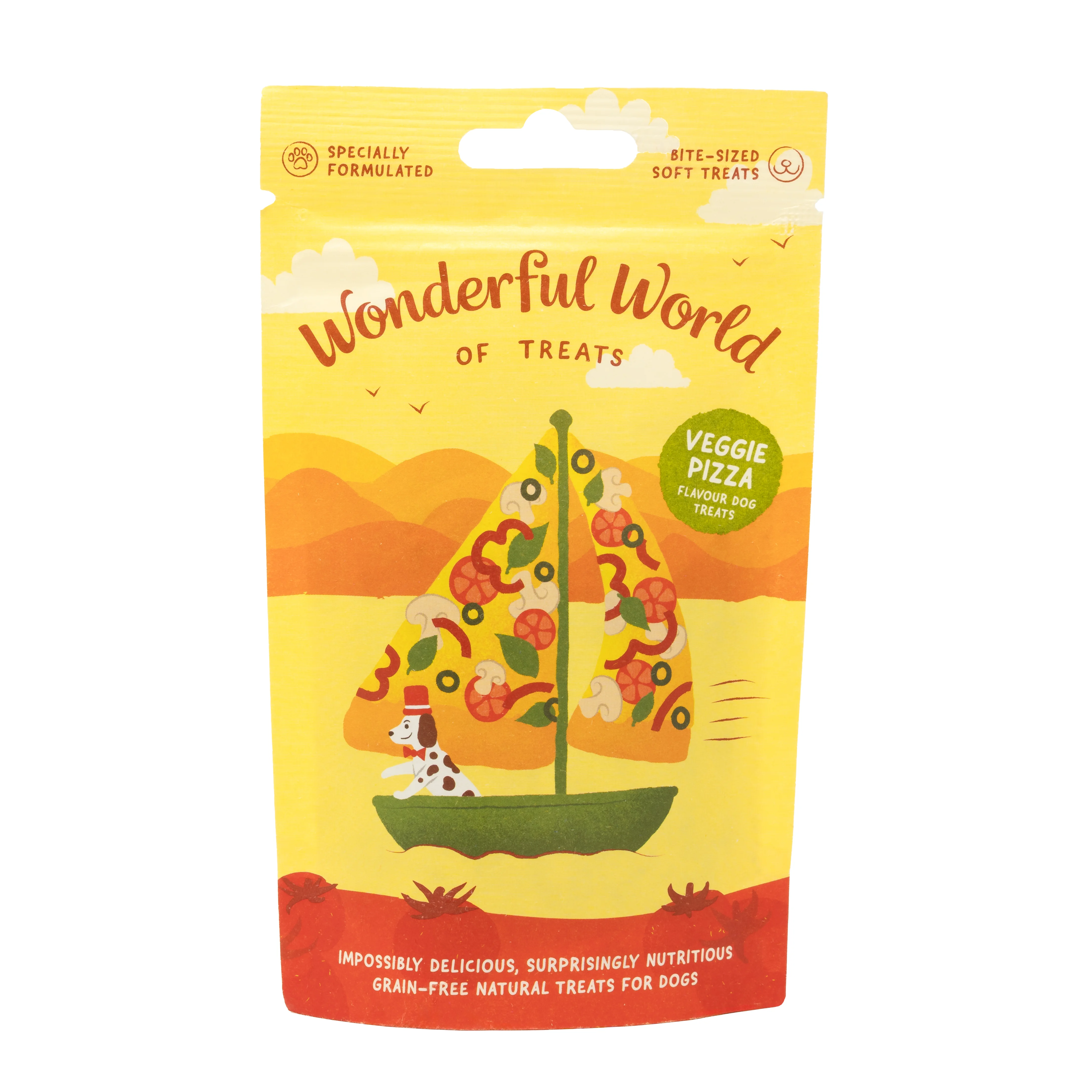 Detailed Wonderful World of Treats Veggie Pizza Vegan Dog Training Treats 50g Quality