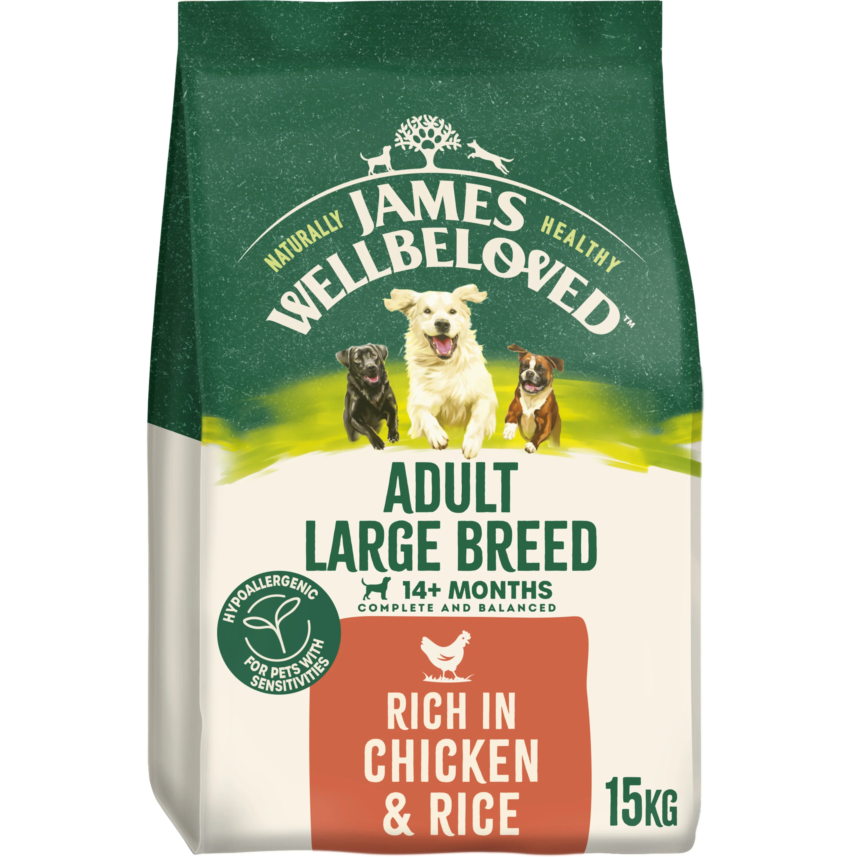First-Class James Wellbeloved Large Breed Adult Dry Dog Food Chicken Rice 15kg Practical