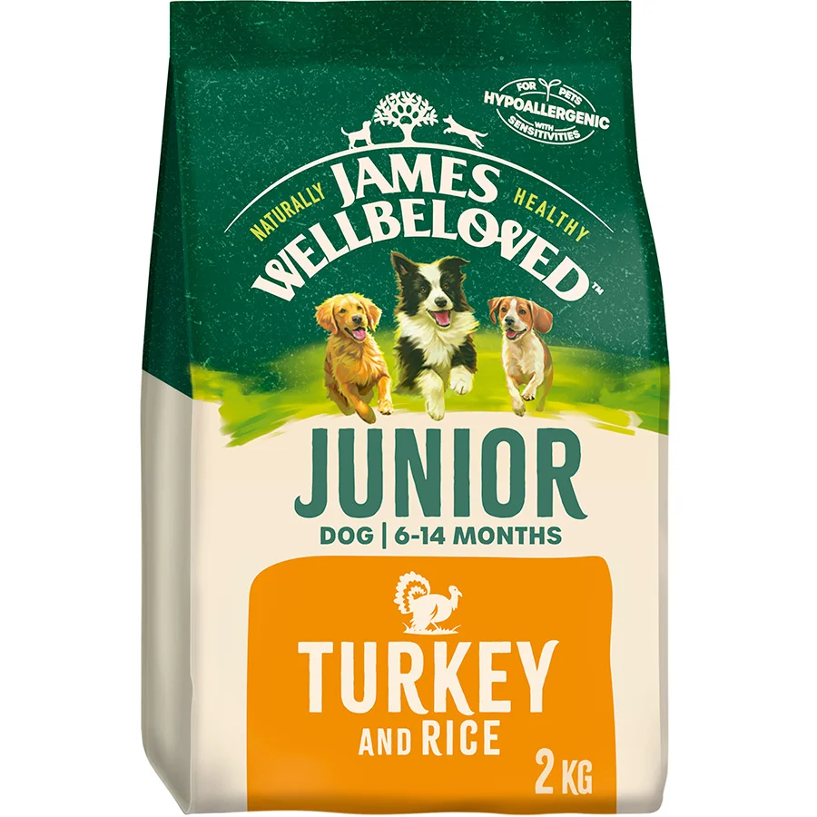 Professional James Wellbeloved Junior Dry Dog Food Turkey Rice 2kg Elite